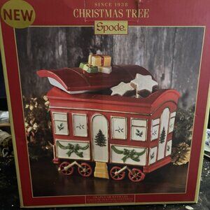 Spode Christmas Tree Train Car with Lid Cookie Jar Ceramic In Box Sealed